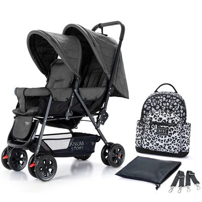 Eazy Kids Teknum Twin Baby Stroller Combo - Dark Grey